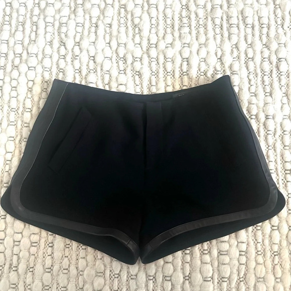 Rag & Bone Leather Trim Black Trouser Shorts Size 4 - Picture 4 of 8